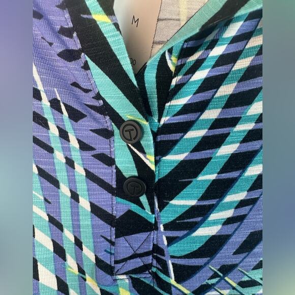 Talbots women's tropical sleeveless midi dress blue Green pockets costal grandma - Picture 5 of 15